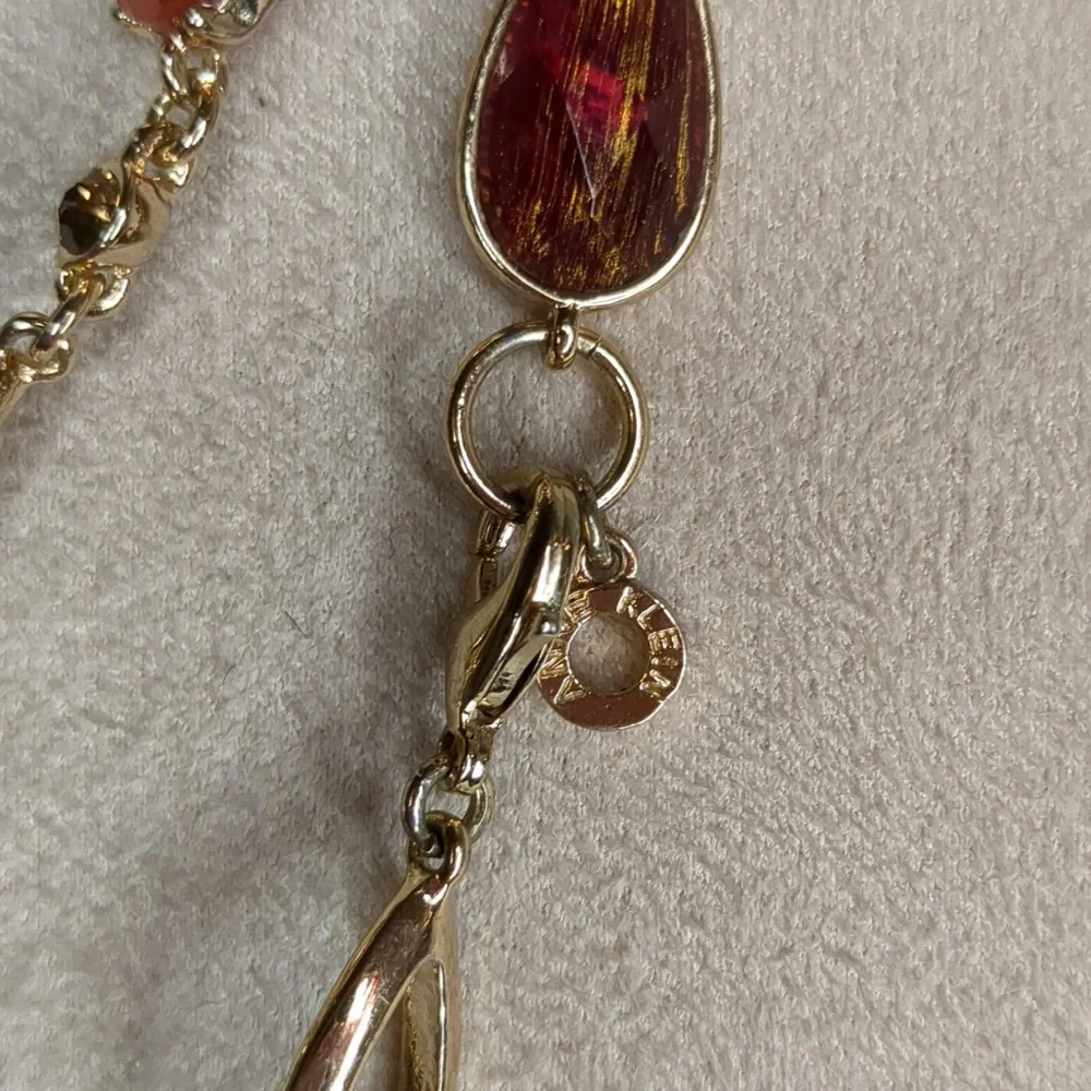 Vintage Anne Klein Amber Sautoir Necklace Extra Long Layered Gold Tone 84
